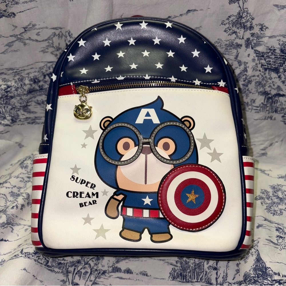 Cream Bear Adorable Mini Backpack Captain America Themed Super Cream Bear